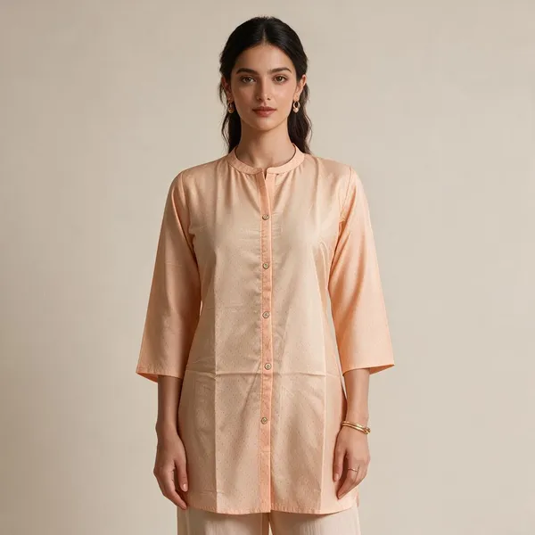 Peach_Silk_Blend_Straight_Kurta_For_Women