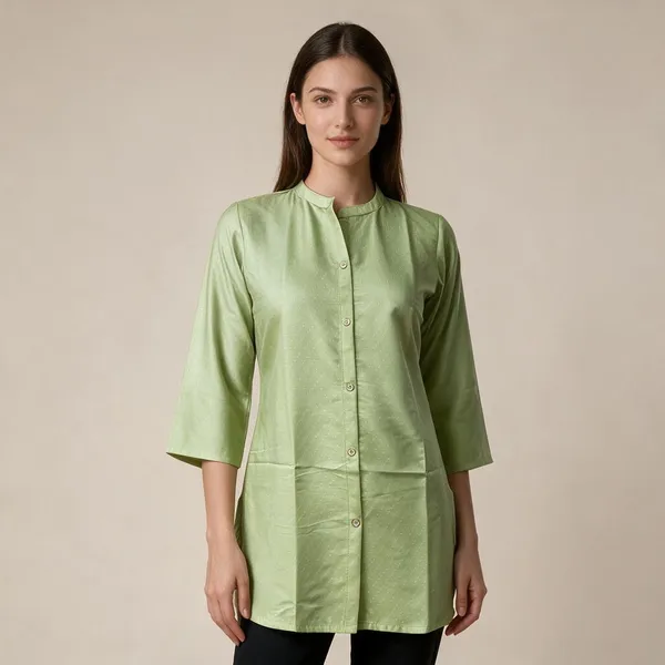 Green_Silk_Blend_Textured_Straight_Kurta_For_Women