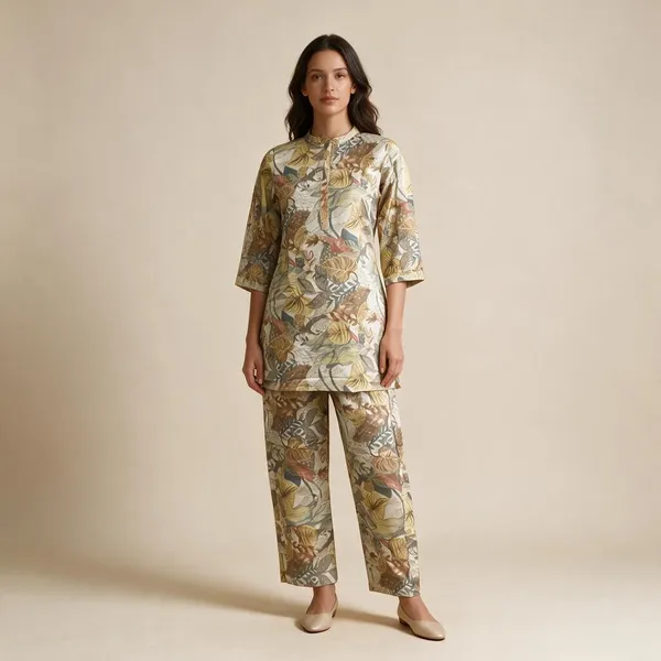 Multicolor_Silk_Blend_Printed_Straight_Kurta_Set_For_Women
