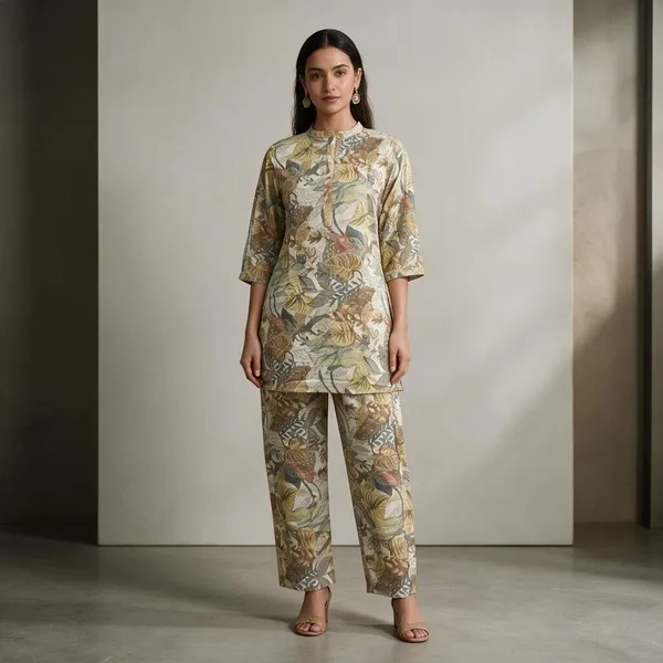 Multicolor_Silk_Blend_Printed_Straight_Kurta_Set_For_Women