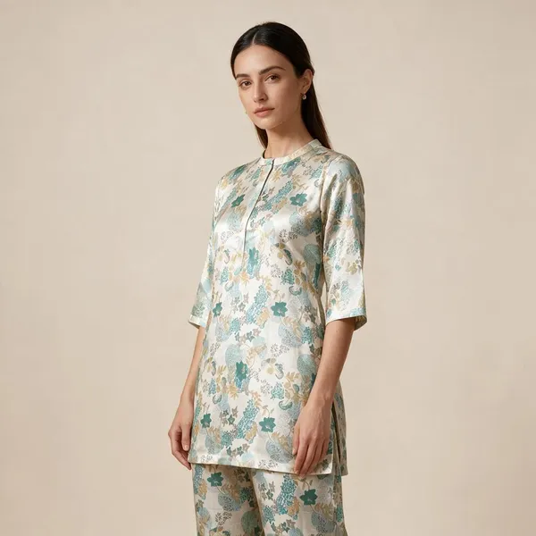 White_Silk_Blend_Floral_Print_Straight_Kurta_Set_For_Women