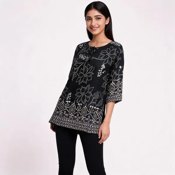 Black_Cotton_Printed_Straight_Kurti_For_Women