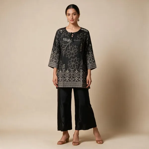 Black_Cotton_Printed_Straight_Kurti_For_Women