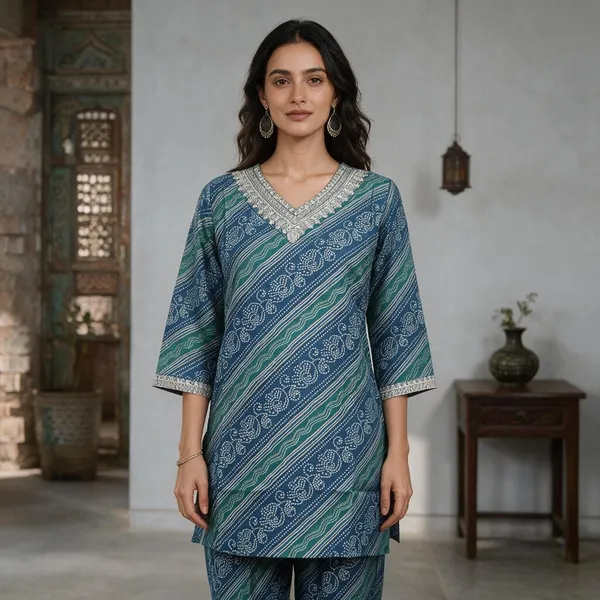 Blue_Rayon_Printed_Straight_Kurta_Pant_Set_For_Women