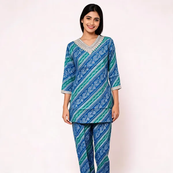 Blue_Rayon_Printed_Straight_Kurta_Pant_Set_For_Women