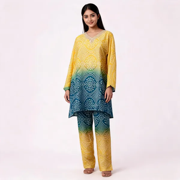 Yellow_Rayon_Printed_Straight_Kurta_Set_For_Women