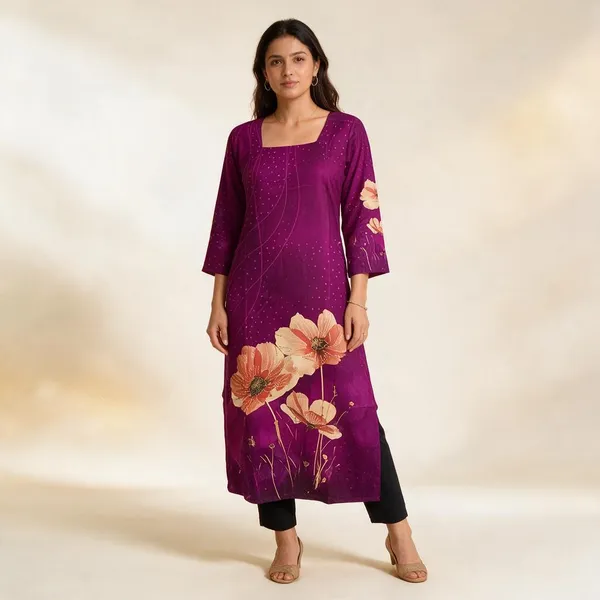 Purple_Rayon_Floral_Print_Straight_Kurti_For_Women