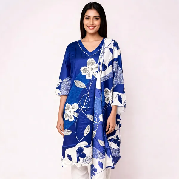 Blue_Crepe_Floral_Print_Ethnic_Kurta_Set_For_Women