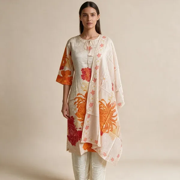 Cream_Rayon_Floral_Print_Ethnic_Kurta_Set_For_Women