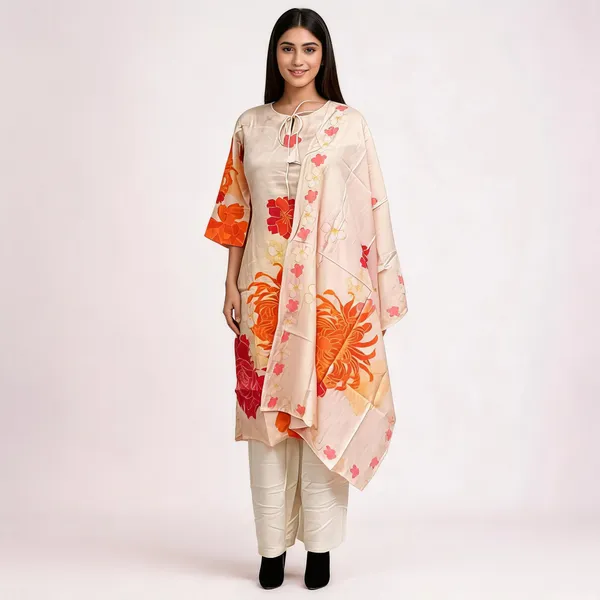 Cream_Rayon_Floral_Print_Ethnic_Kurta_Set_For_Women