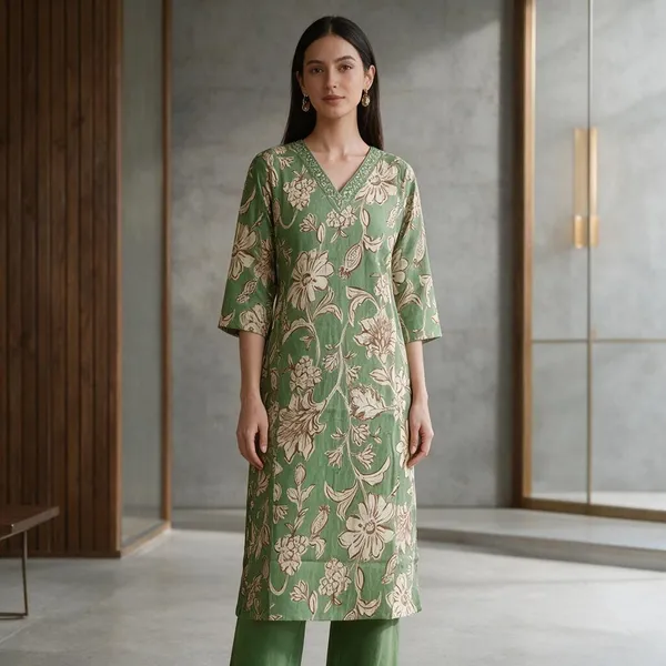 Green_Pure_Cotton_Floral_Print_Straight_Kurta_Set_For_Women