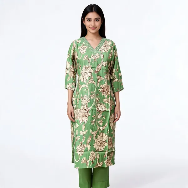 Green_Pure_Cotton_Floral_Print_Straight_Kurta_Set_For_Women