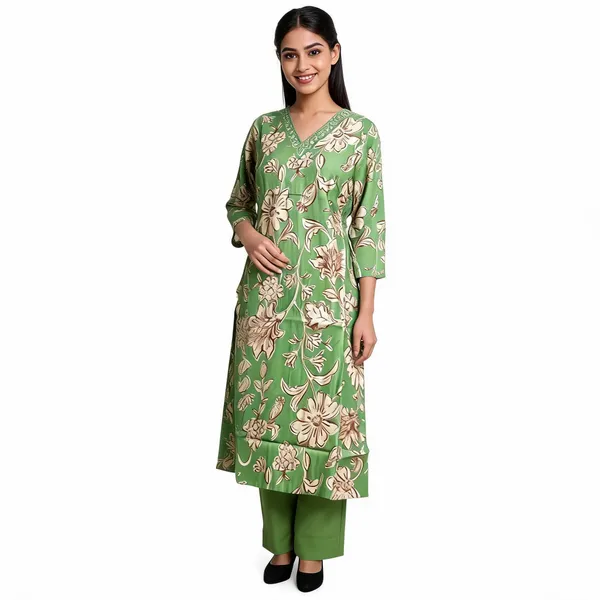 Green_Pure_Cotton_Floral_Print_Straight_Kurta_Set_For_Women