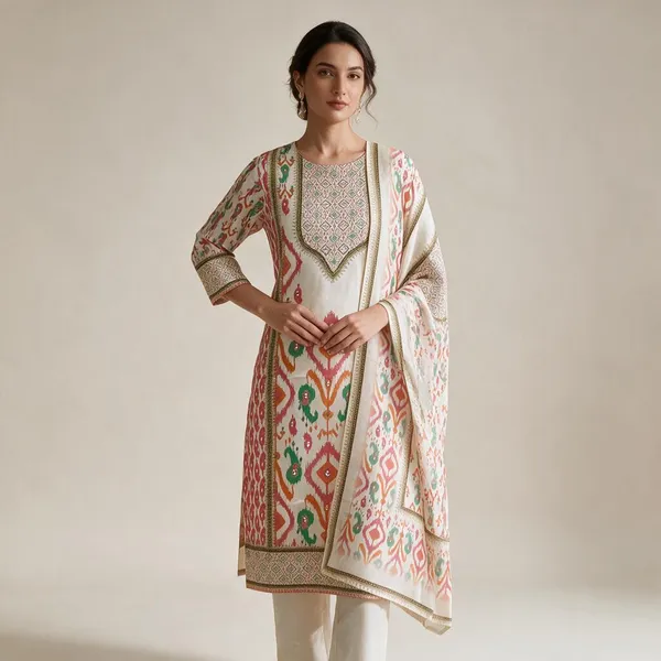 Cream_Cotton_Blend_Printed_Straight_Kurta_With_Dupatta_For_Women