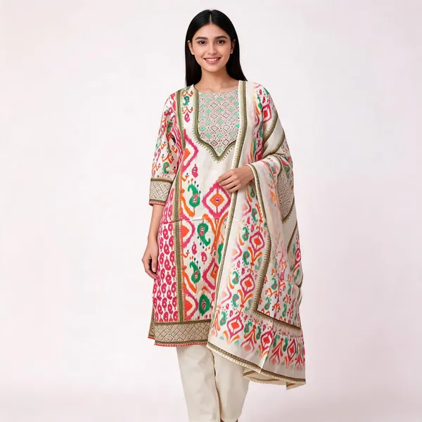 Cream_Cotton_Blend_Printed_Straight_Kurta_With_Dupatta_For_Women