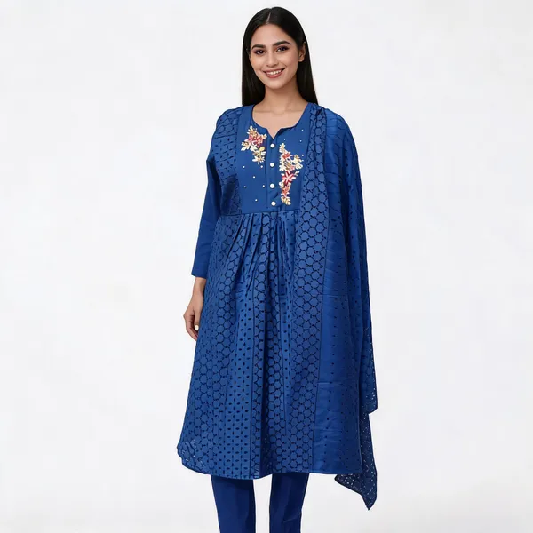 Blue_Silk_Blend_Embroidered_Anarkali_Kurta_Set_For_Women