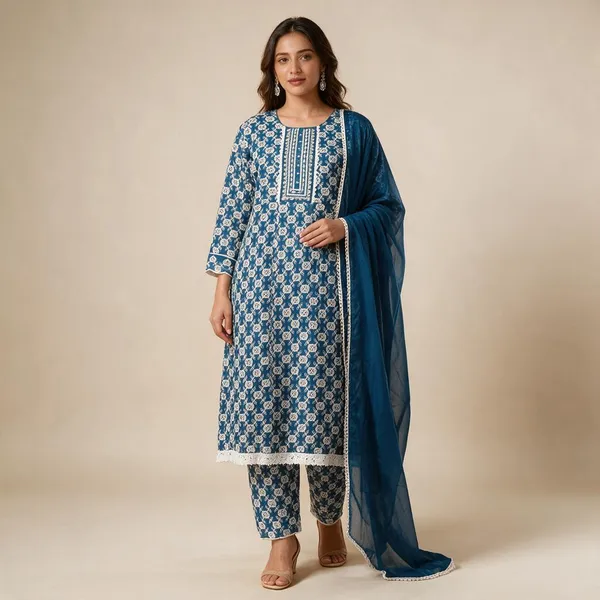 Blue_Natural_Crepe_Printed_Straight_Kurta_Set_For_Women