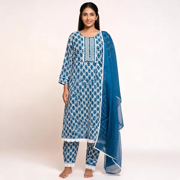 Blue_Natural_Crepe_Printed_Straight_Kurta_Set_For_Women