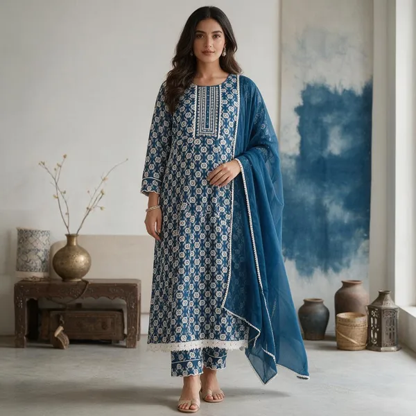 Blue_Natural_Crepe_Printed_Straight_Kurta_Set_For_Women