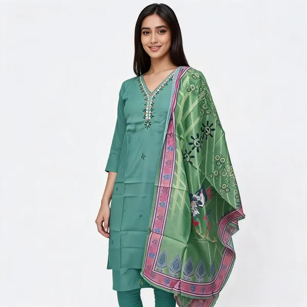 Teal_Natural_Crepe_Embroidered_Straight_Kurta_Set_For_Women