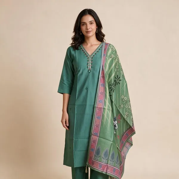 Teal_Natural_Crepe_Embroidered_Straight_Kurta_Set_For_Women