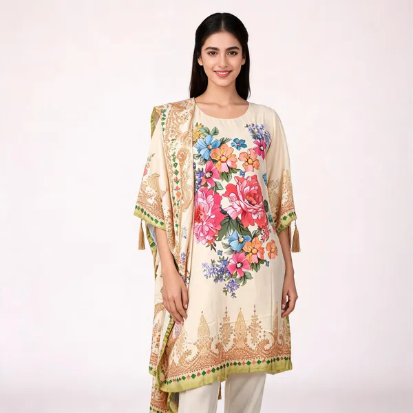 Cream_Vatican_Silk_Floral_Print_Straight_Fit_Kurta_Set_For_Women