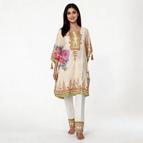 Cream_Vatican_Silk_Floral_Print_Straight_Fit_Kurta_Set_For_Women