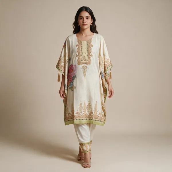 Cream_Vatican_Silk_Floral_Print_Straight_Fit_Kurta_Set_For_Women