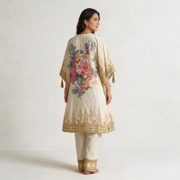 Cream_Vatican_Silk_Floral_Print_Straight_Fit_Kurta_Set_For_Women