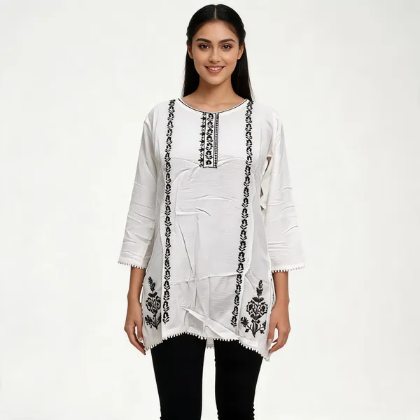 White_Vatican_Silk_Embroidered_Straight_Kurta_For_Women