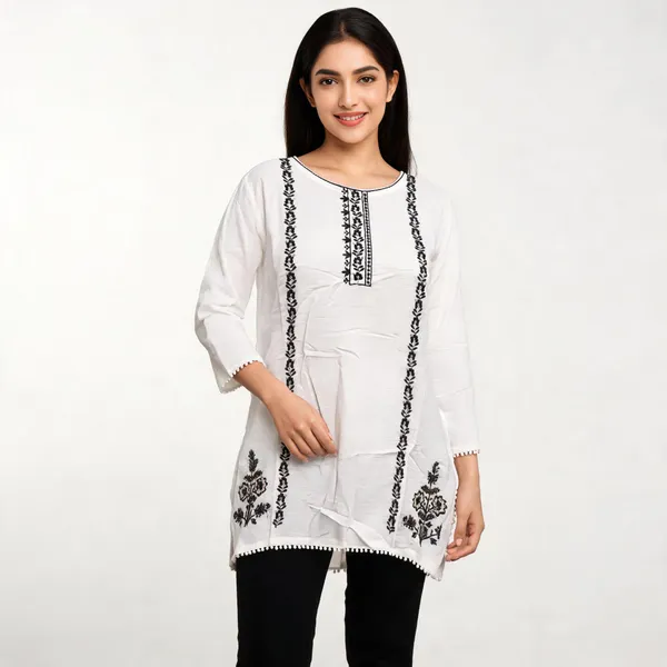 White_Vatican_Silk_Embroidered_Straight_Kurta_For_Women