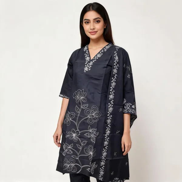 Black_Chanderi_Silk_Embroidered_Straight_Kurta_Set_For_Women