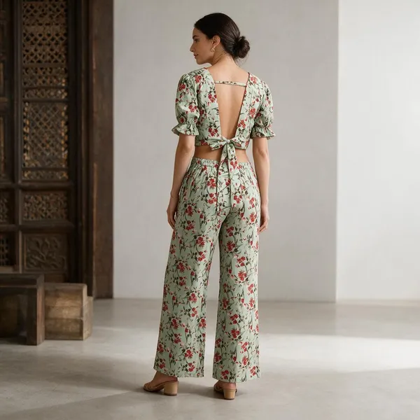 Mint_Vatican_Silk_Floral_Print_Crop_Top_And_Wide_Leg_Pants_Set_For_Women