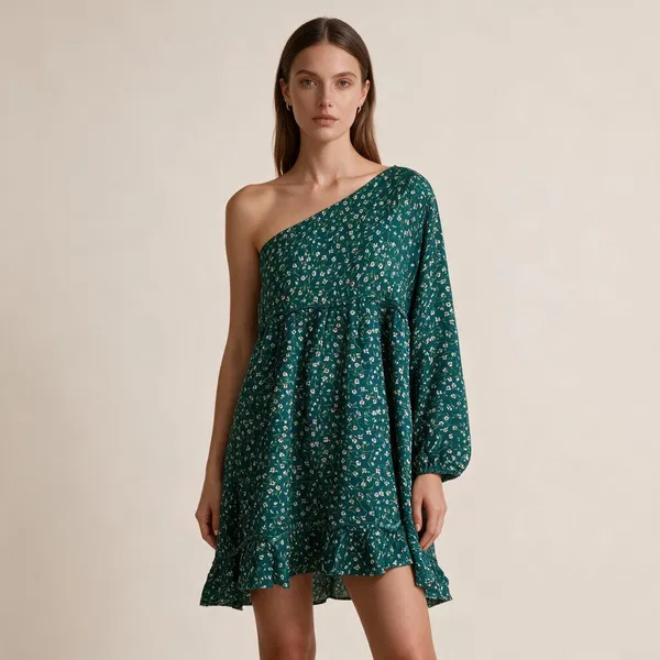 Green_Vatican_Silk_Floral_Print_One_Shoulder_Dress_For_Women