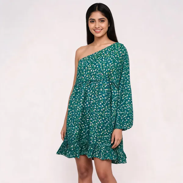 Green_Vatican_Silk_Floral_Print_One_Shoulder_Dress_For_Women