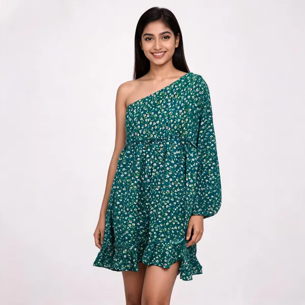 Green_Vatican_Silk_Floral_Print_One_Shoulder_Dress_For_Women