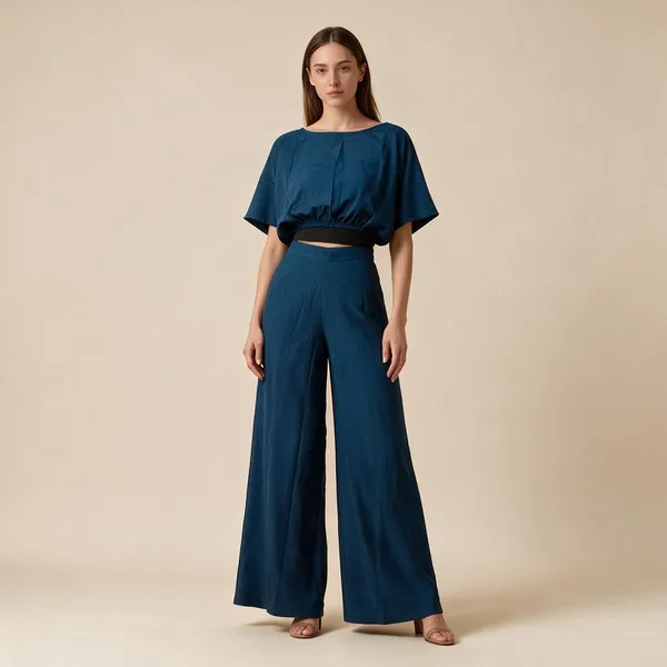 Blue_Vatican_Silk_Wide_Leg_Co_Ord_Set_For_Women