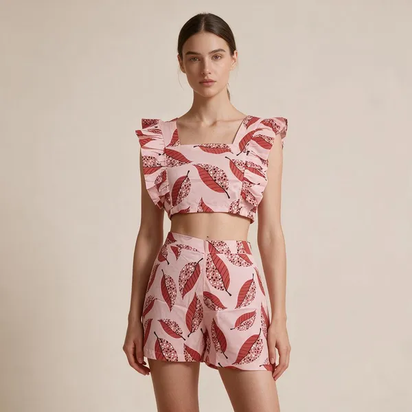 Pink_Vatican_Silk_Printed_Crop_Top_And_Shorts_Co_Ord_Set_For_Women