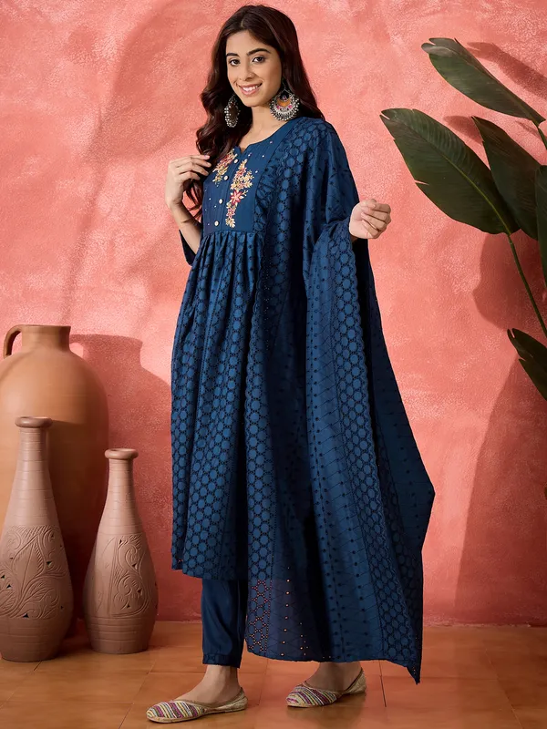 Blue_Silk_Blend_Embroidered_Anarkali_Kurta_Set_For_Women