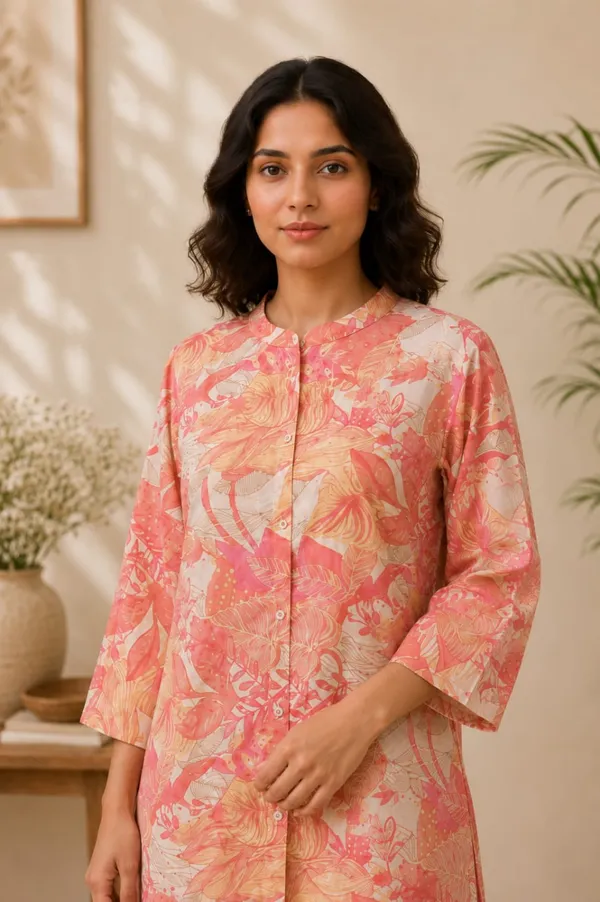 Pink_Silk_Blend_Printed_Button_Down_Night_Suit_For_Women