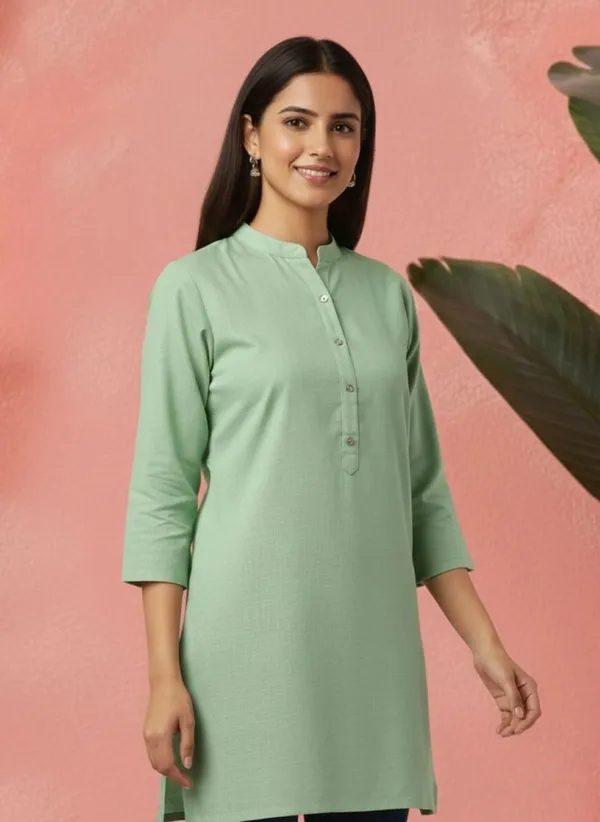 Green_Rayon_Straight_Kurti_For_Women