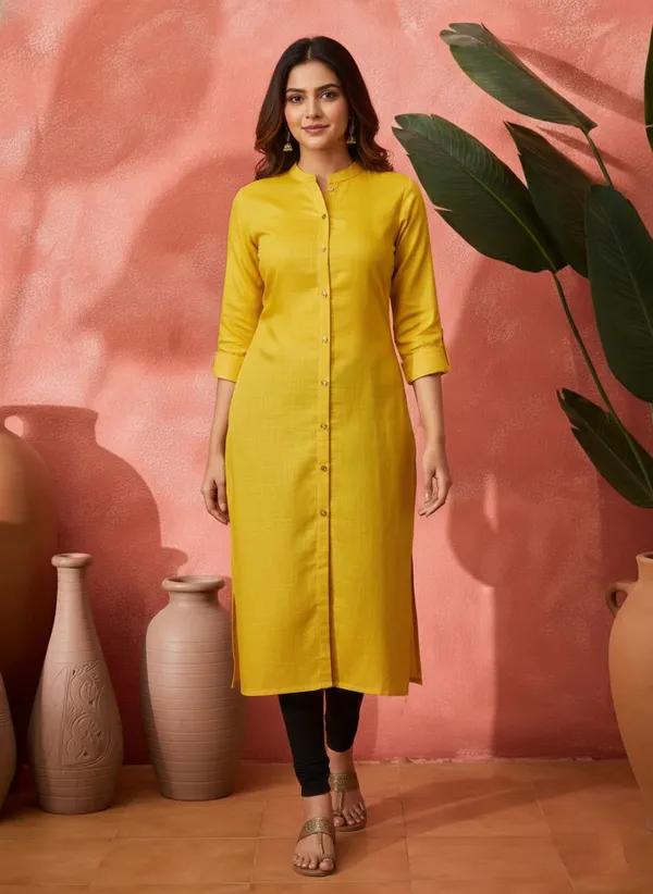 Yellow_Viscose_Rayon_Solid_Straight_Kurta_For_Women