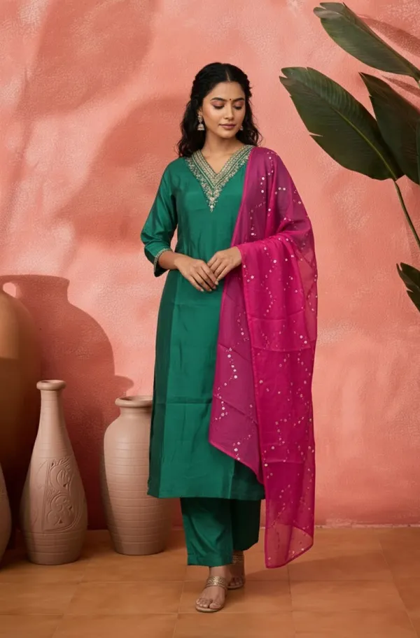 Green_Cotton_Embellished_Straight_Kurta_Set_For_Women