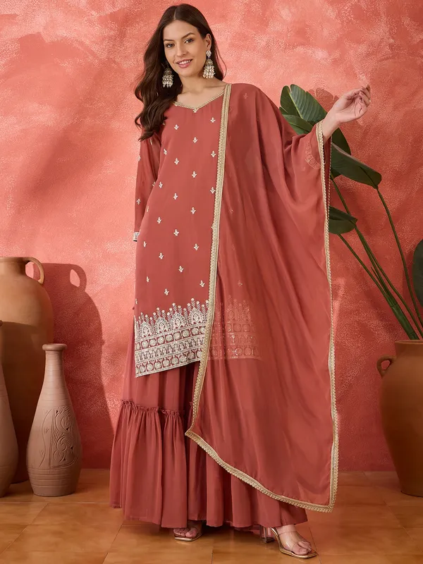 Dusty_Rose_Viscose_Rayon_Embroidered_Kurta_Sharara_Set_For_Women