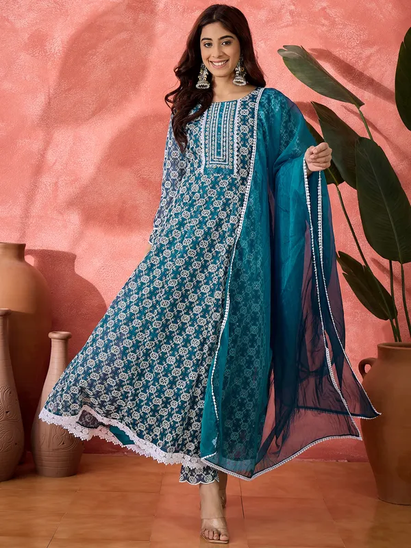 Blue_Natural_Crepe_Printed_Straight_Kurta_Set_For_Women