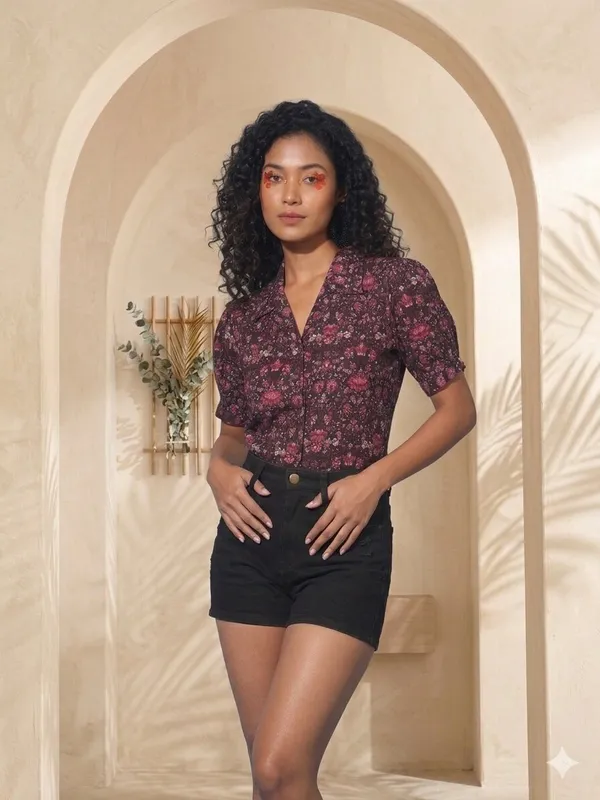 Maroon_Crepe_Relaxed_Fit_Floral_Print_Tunic_Top_For_Women