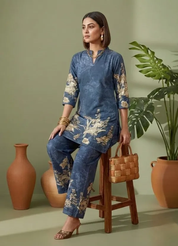 Blue_Cotton_Floral_Print_Straight_Kurta_Set_For_Women