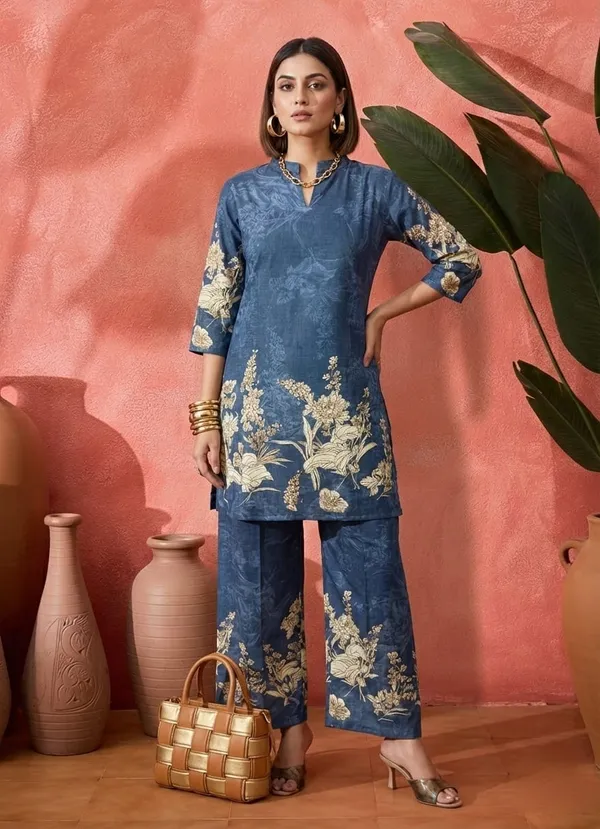 Blue_Cotton_Floral_Print_Straight_Kurta_Set_For_Women
