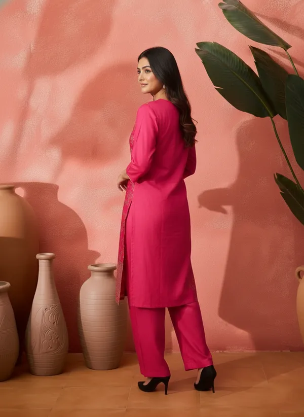 Magenta_Rayon_Floral_Print_Straight_Kurta_Set_For_Women