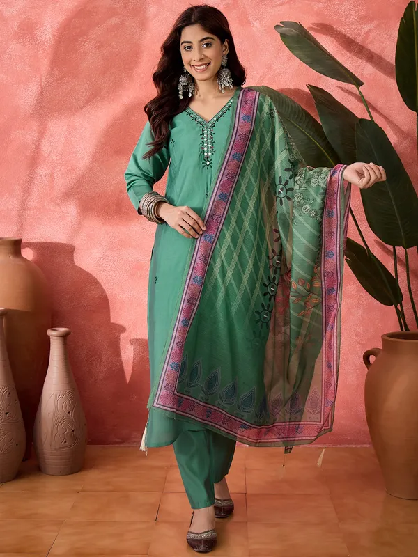 Teal_Natural_Crepe_Embroidered_Straight_Kurta_Set_For_Women